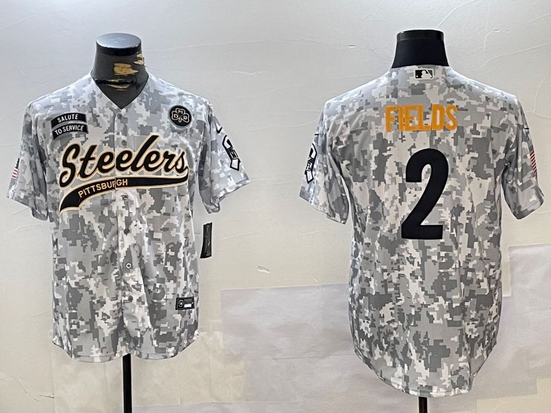 Men Pittsburgh Steelers #2 Fields Nike Arctic Camo 2024 Salute to Service Limited NFL Jersey style 1